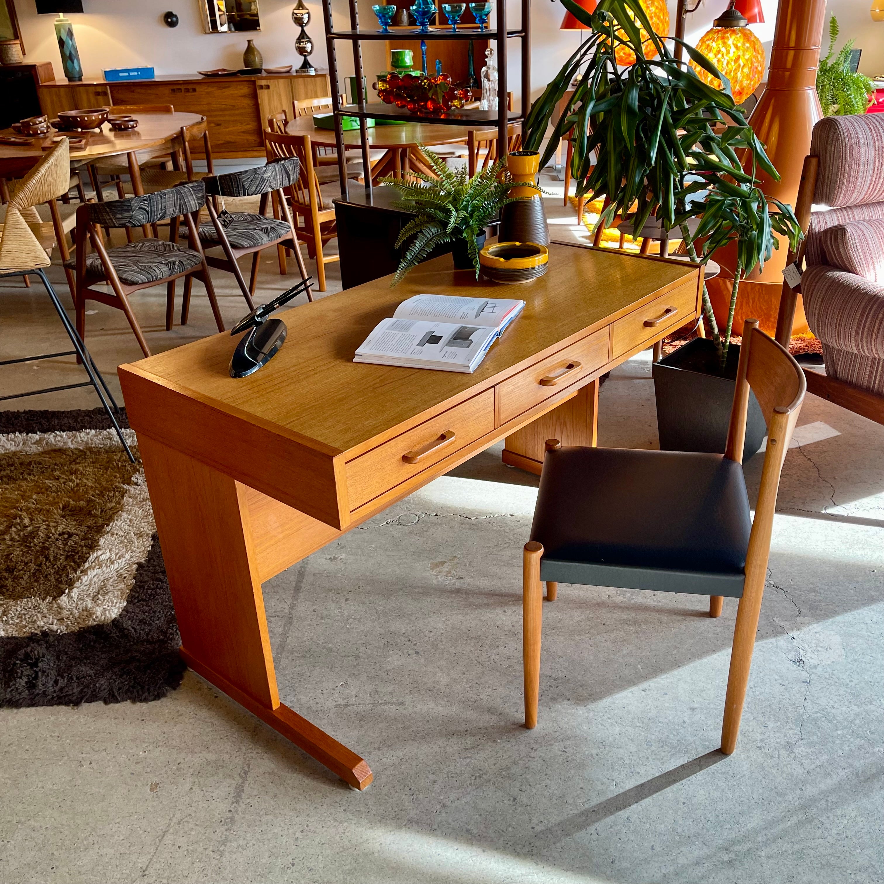 Vintage Slide-Top Teak Desk