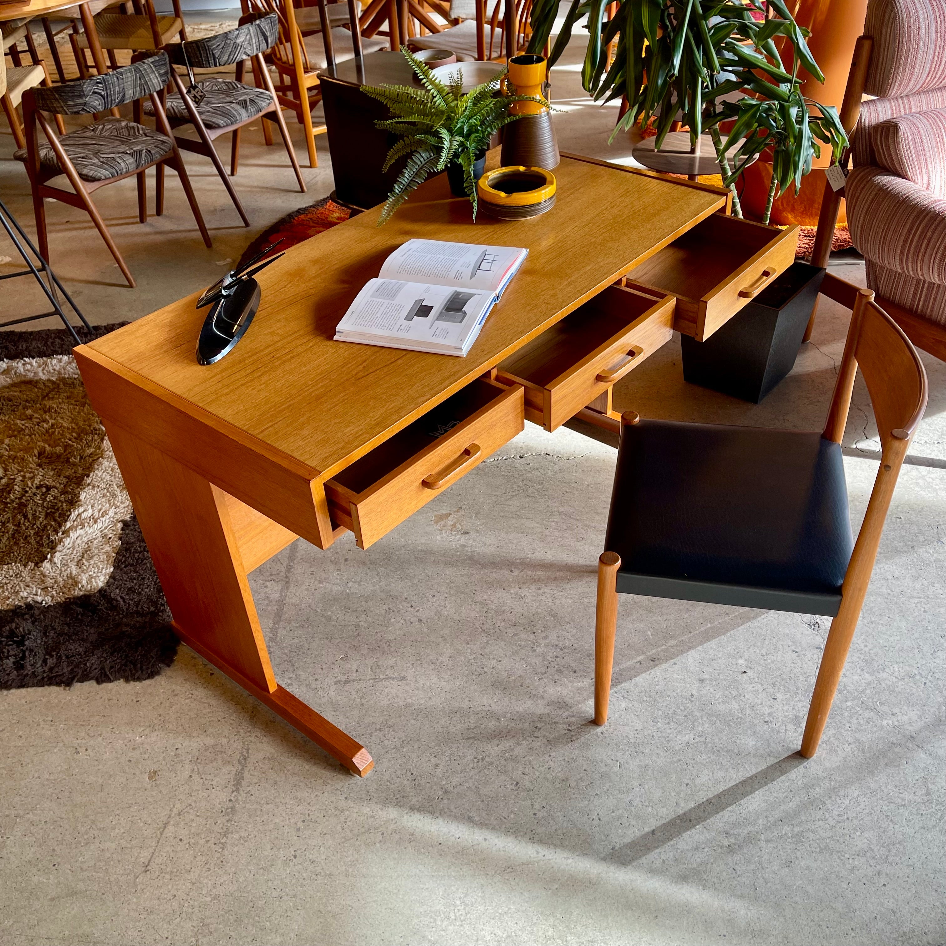 Vintage Slide-Top Teak Desk