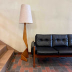 Solid teak zig zag floor lamp with original lampshade