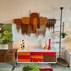 1970s Derek Graham Whyte textile wall sculpture with layered woven panels and fringe