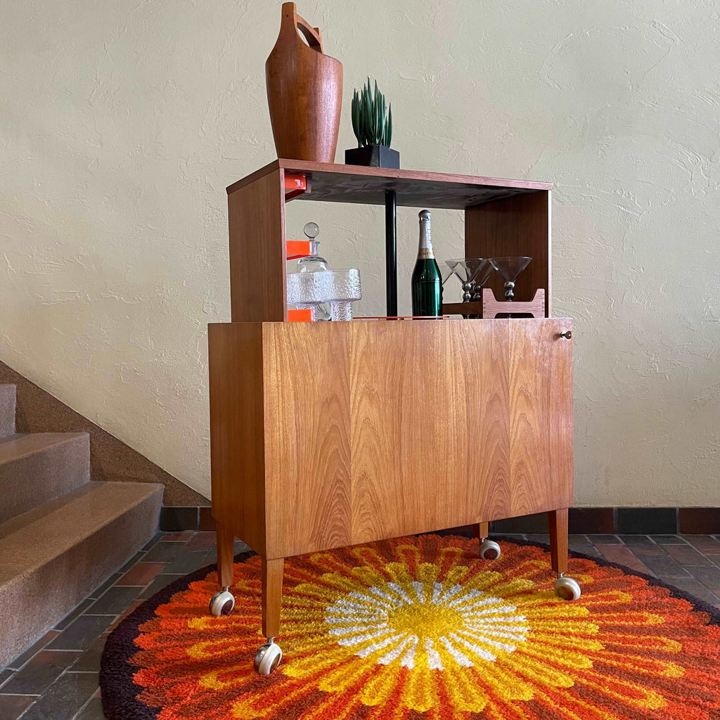 Danish Teak Hydraulic Pop Up Drinks Cabinet Bar by Kai Kristiansen | Mr. Mansfield Vintage