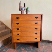 Mid Century RS Associates Five Drawer Tallboy Dresser with Black Metal Pulls | Mr. Mansfield Vintage 