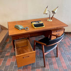 RS Associates teak desk with pull-out drawer extended