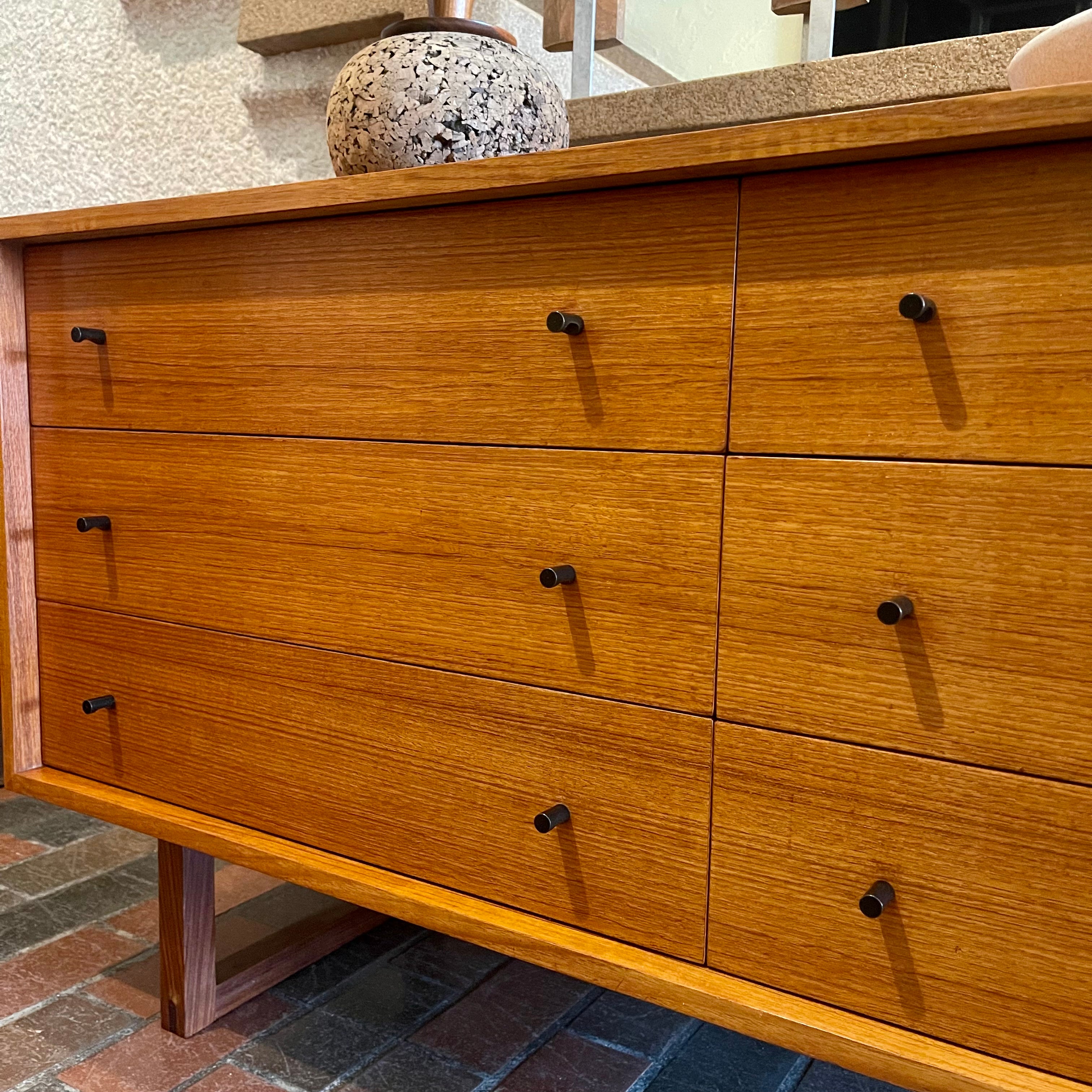 Mid Century RS Associates Teak Six Drawer Dresser with Black Metal Pulls | Mr. Mansfield Vintage 