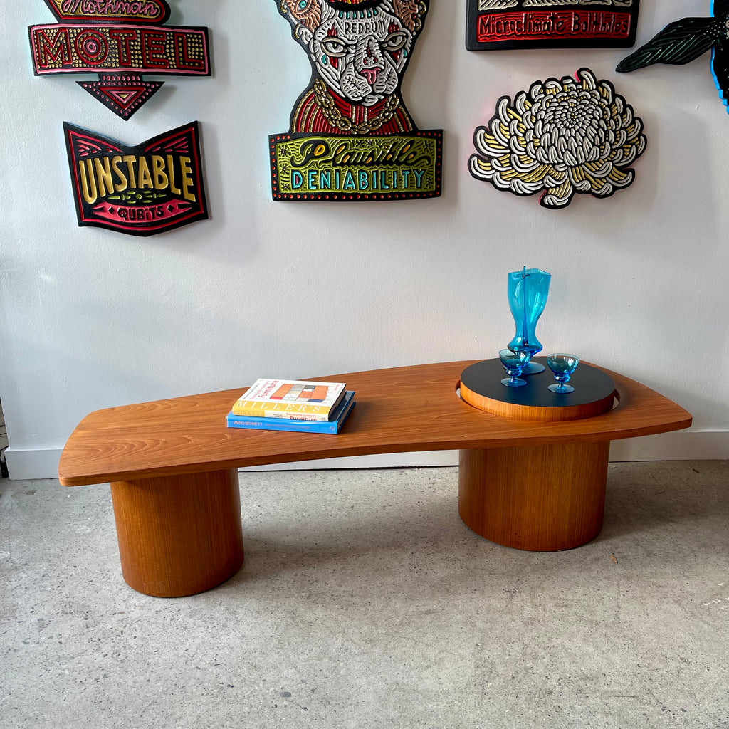 Mid-Century RS Associates Teak Martini Coffee Table. Measurements: L59.5", D23.5",  H17"