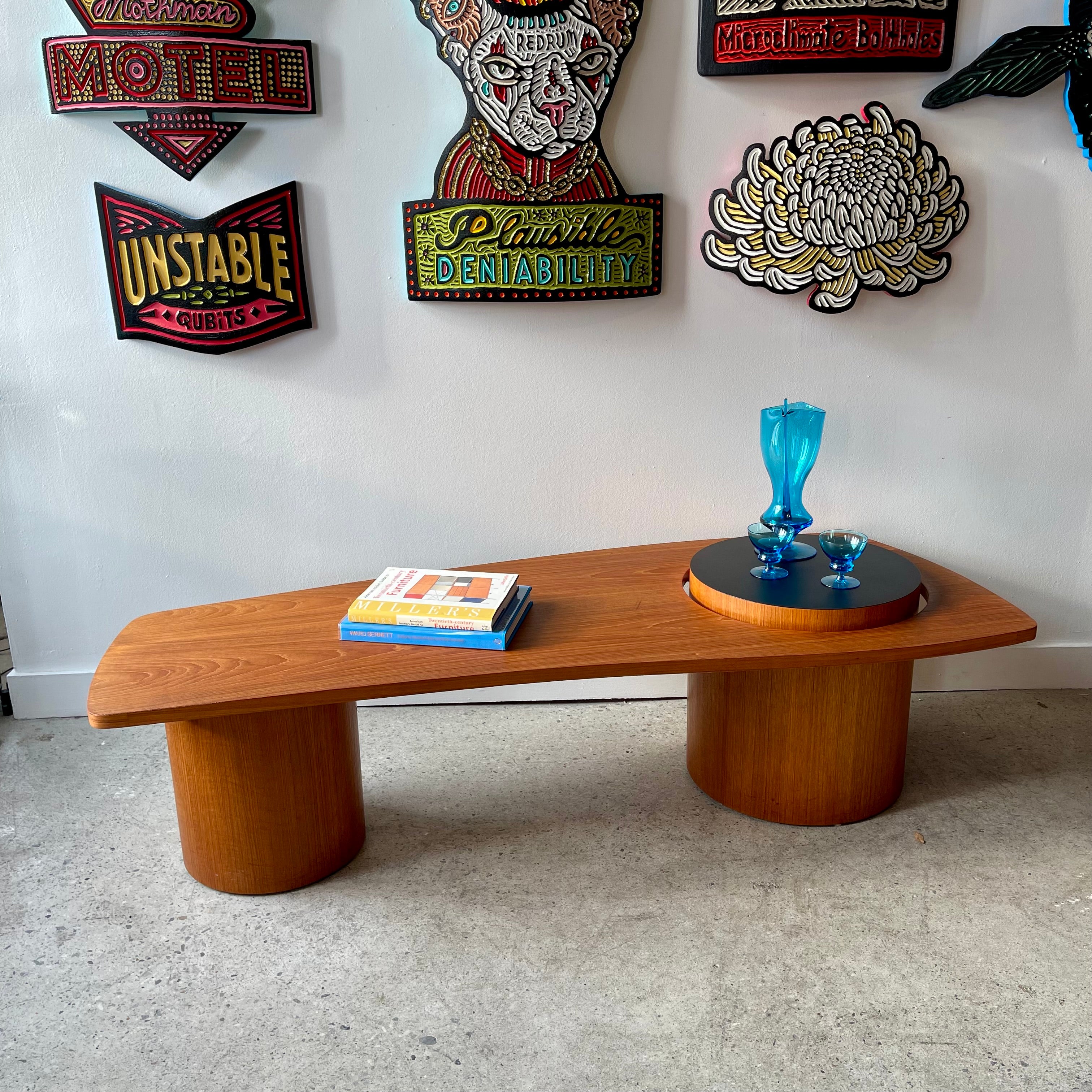 Mid-Century RS Associates Teak Martini Coffee Table. Measurements: L59.5", D23.5",  H17"