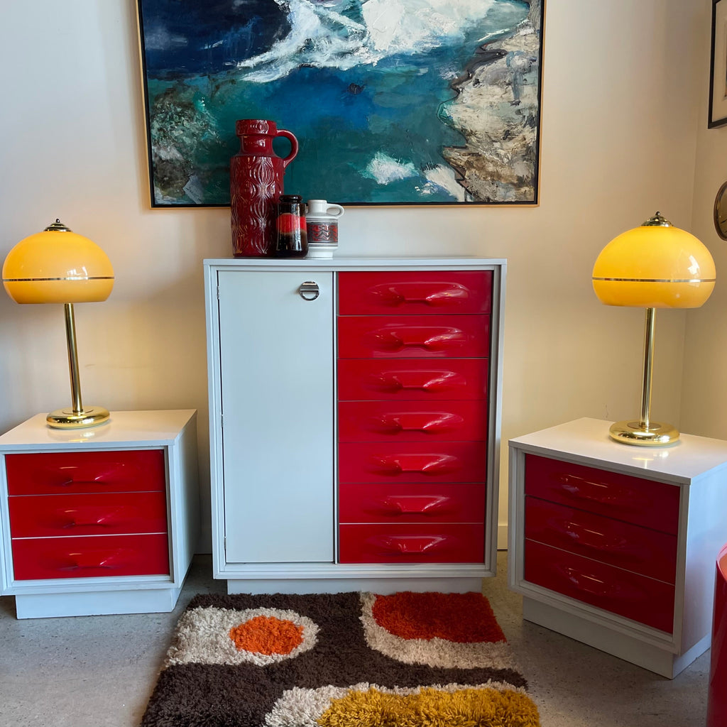 TRECO Space Age wardrobe and nightstands vintage bedroom set