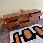 open drawers on Midcentury GIBBARD Nine Drawer Walnut Dresser
