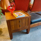 Vintage Walnut Gossip Bench | Drawers