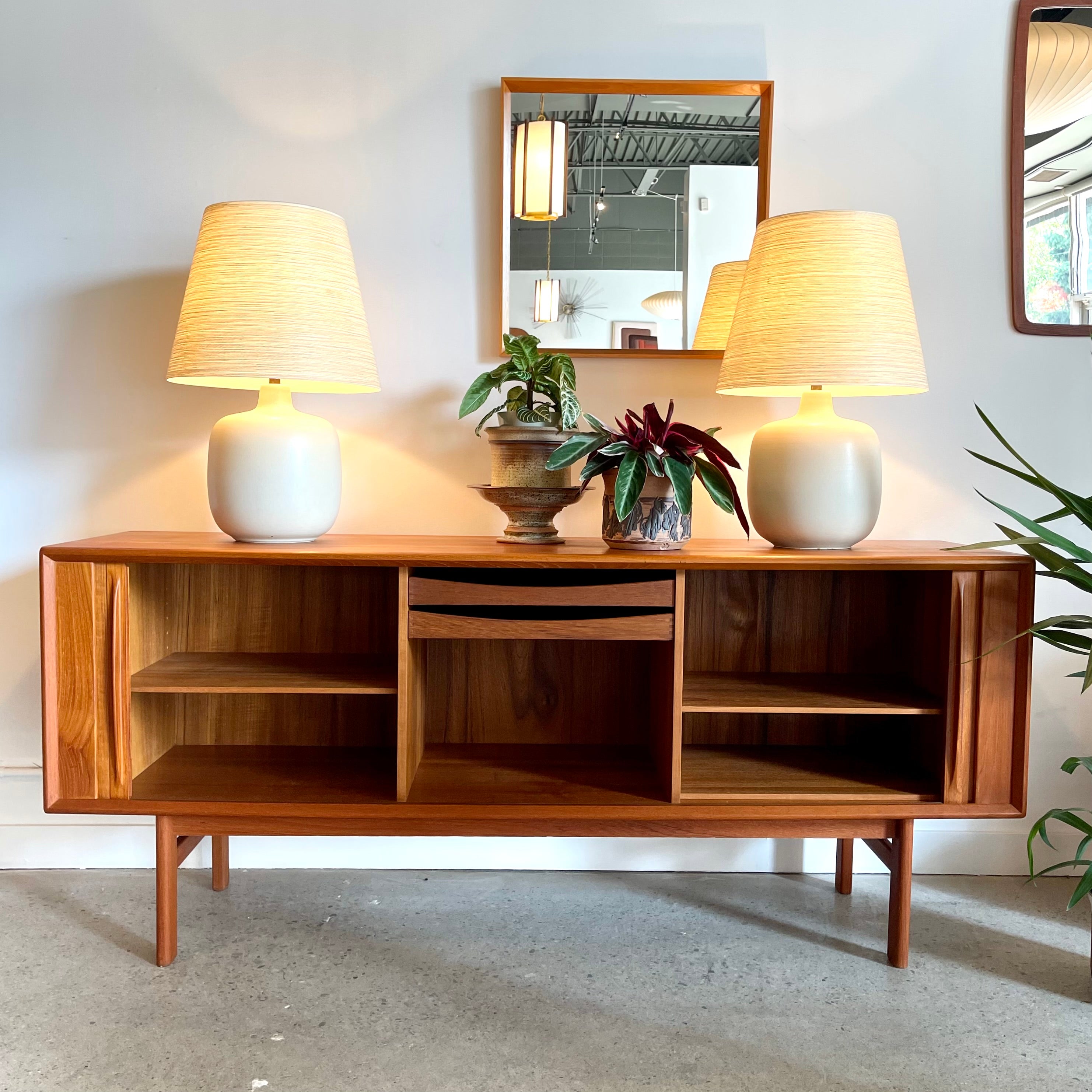 Danish Teak Tambour Door Credenza - Mr. Mansfield Vintage