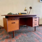 Large mid-century teak executive desk by RS Associates
