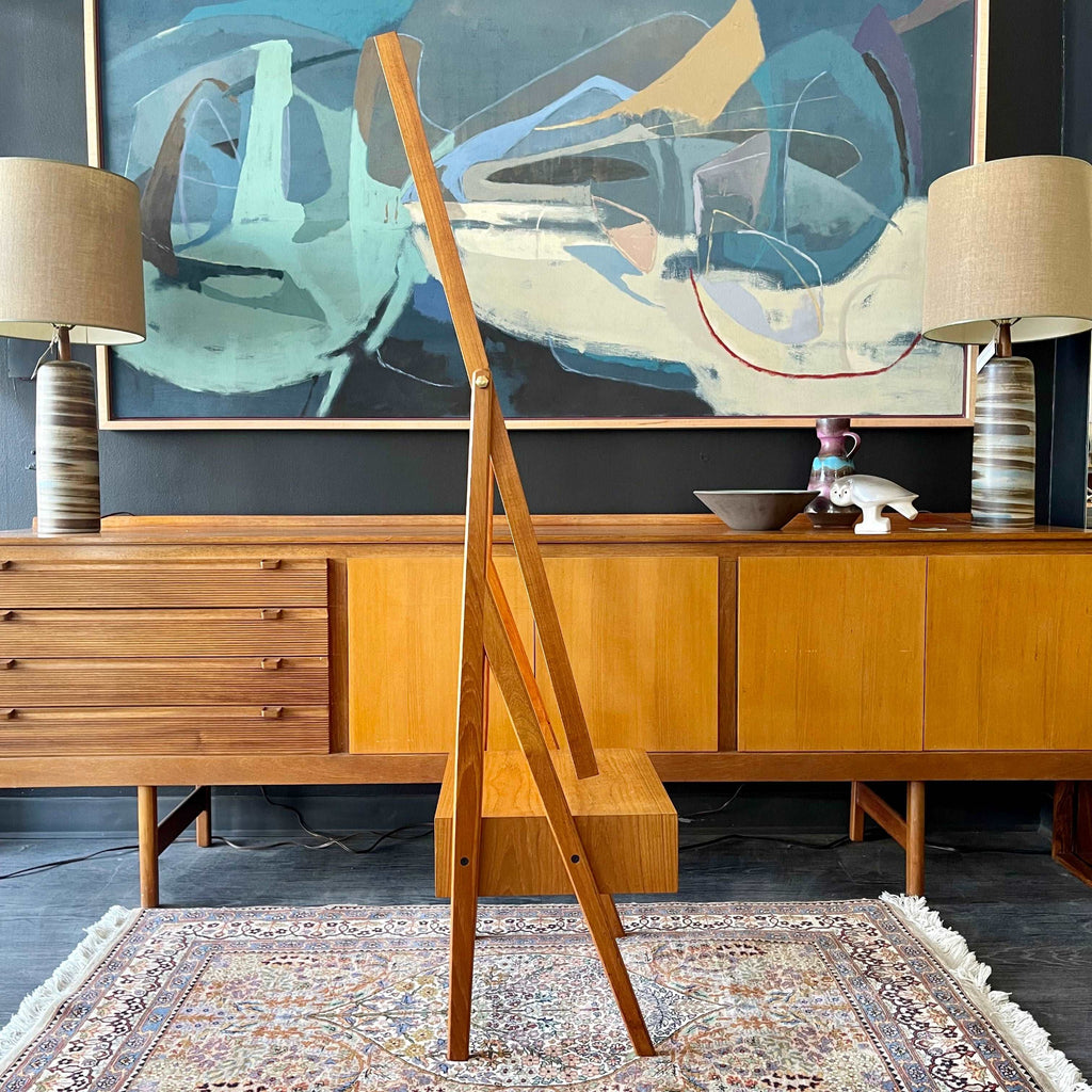 Sculpted teak frame on Arne Vodder dressing mirror