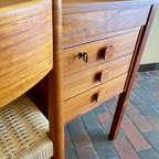 Original key detail on Danish teak desk