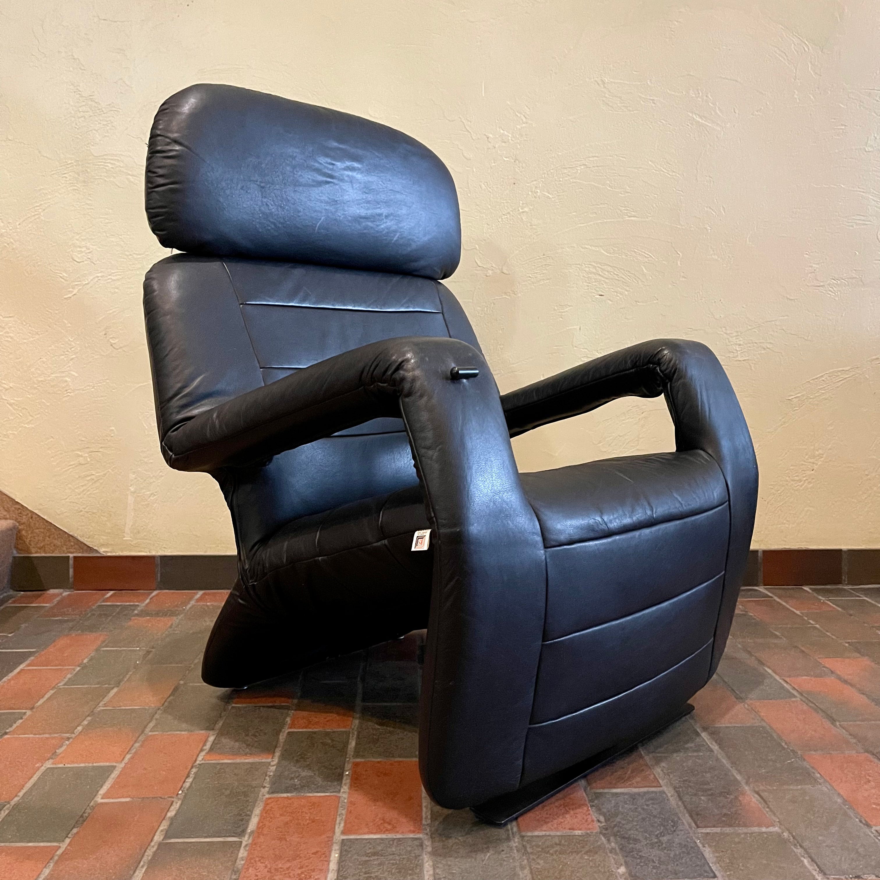 Vintage RS Associates Black Leather Reclining Lounge Chair | Mr. Mansfield Vintage 