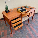 Dovetailed drawer construction on Danish teak desk