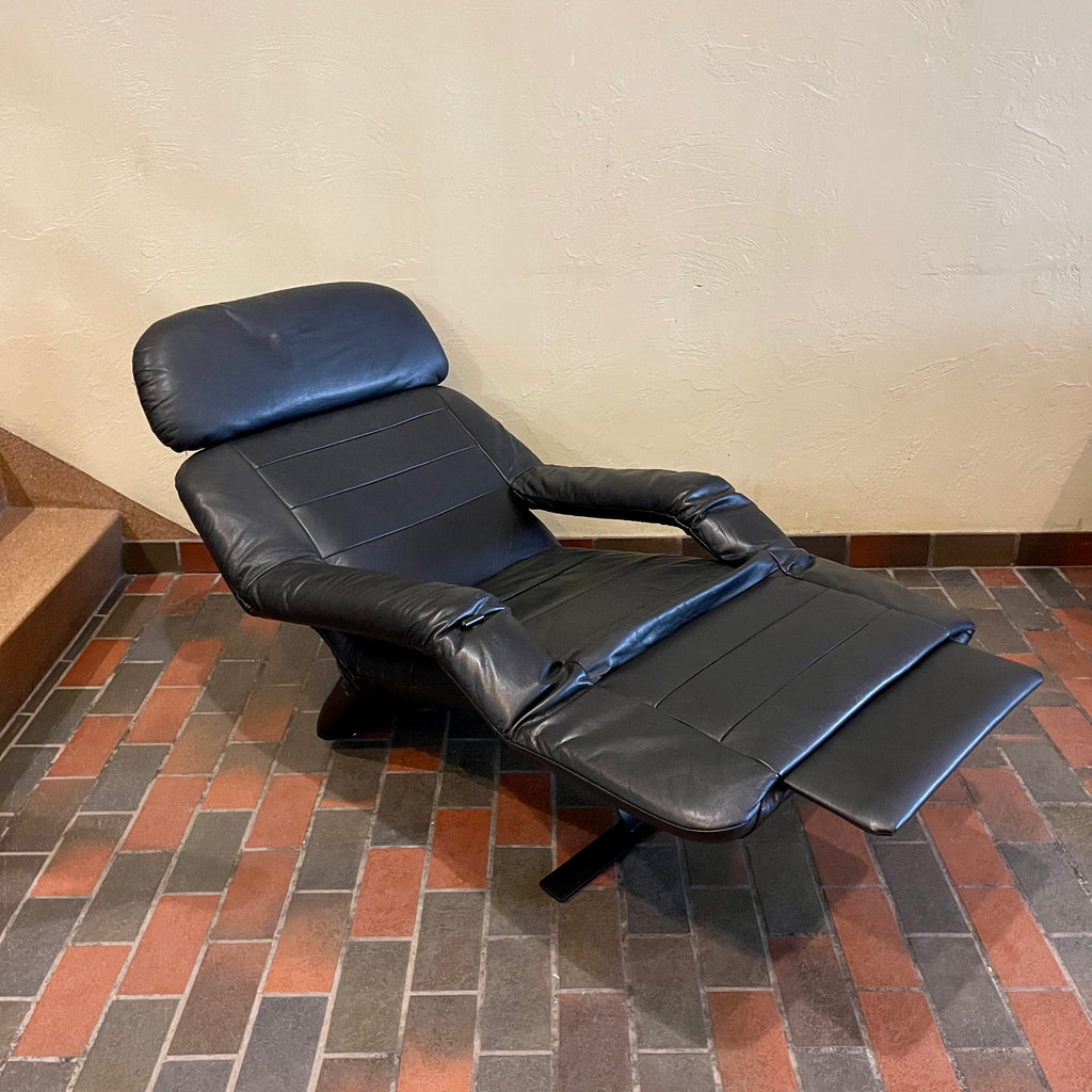Vintage RS Associates Black Leather Reclining Lounge Chair | Mr. Mansfield Vintage 