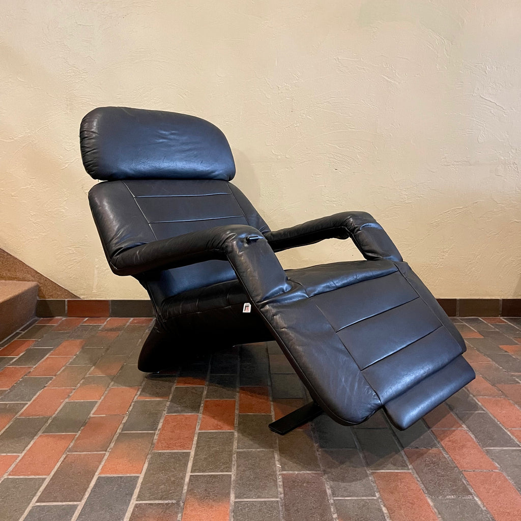 Vintage RS Associates Black Leather Reclining Lounge Chair | Mr. Mansfield Vintage 