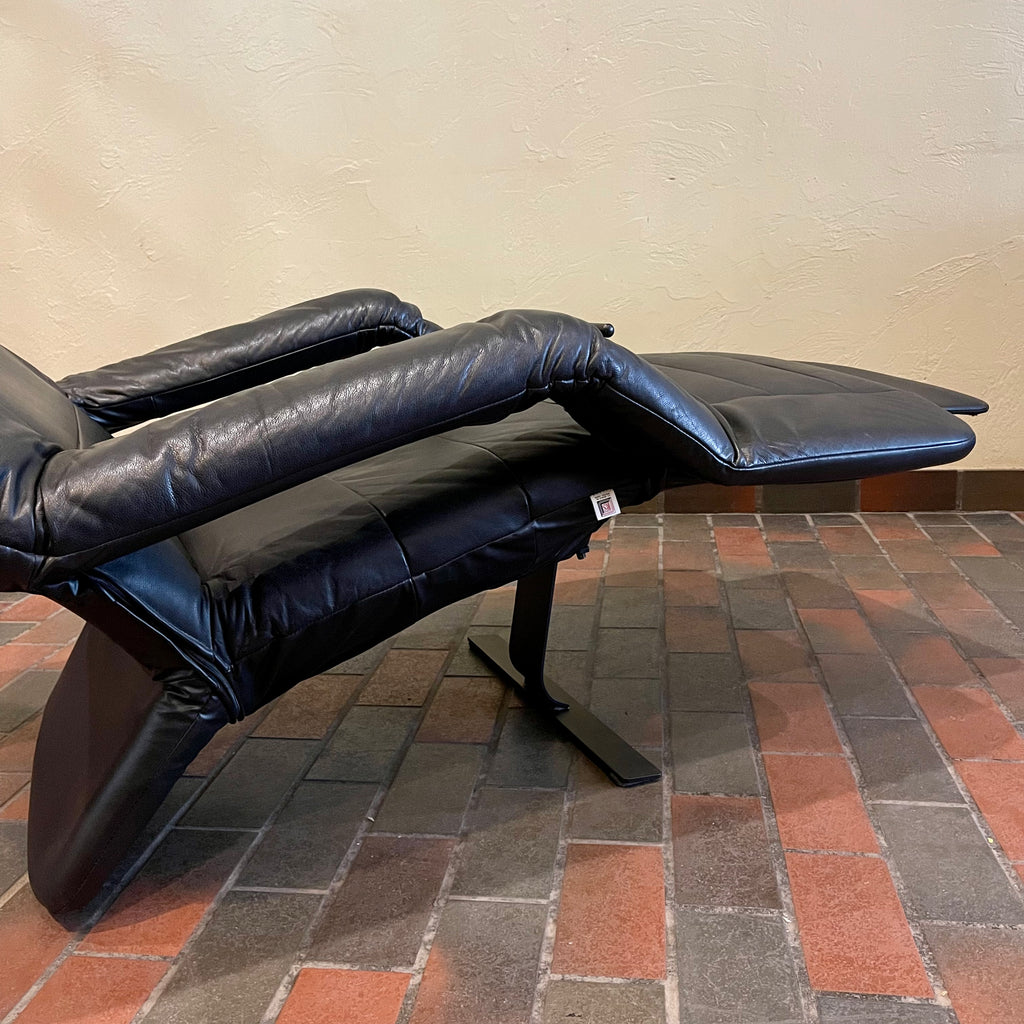 Vintage RS Associates Black Leather Reclining Lounge Chair | Mr. Mansfield Vintage 