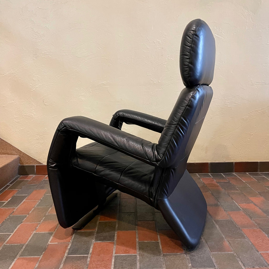 Vintage RS Associates Black Leather Reclining Lounge Chair | Mr. Mansfield Vintage 
