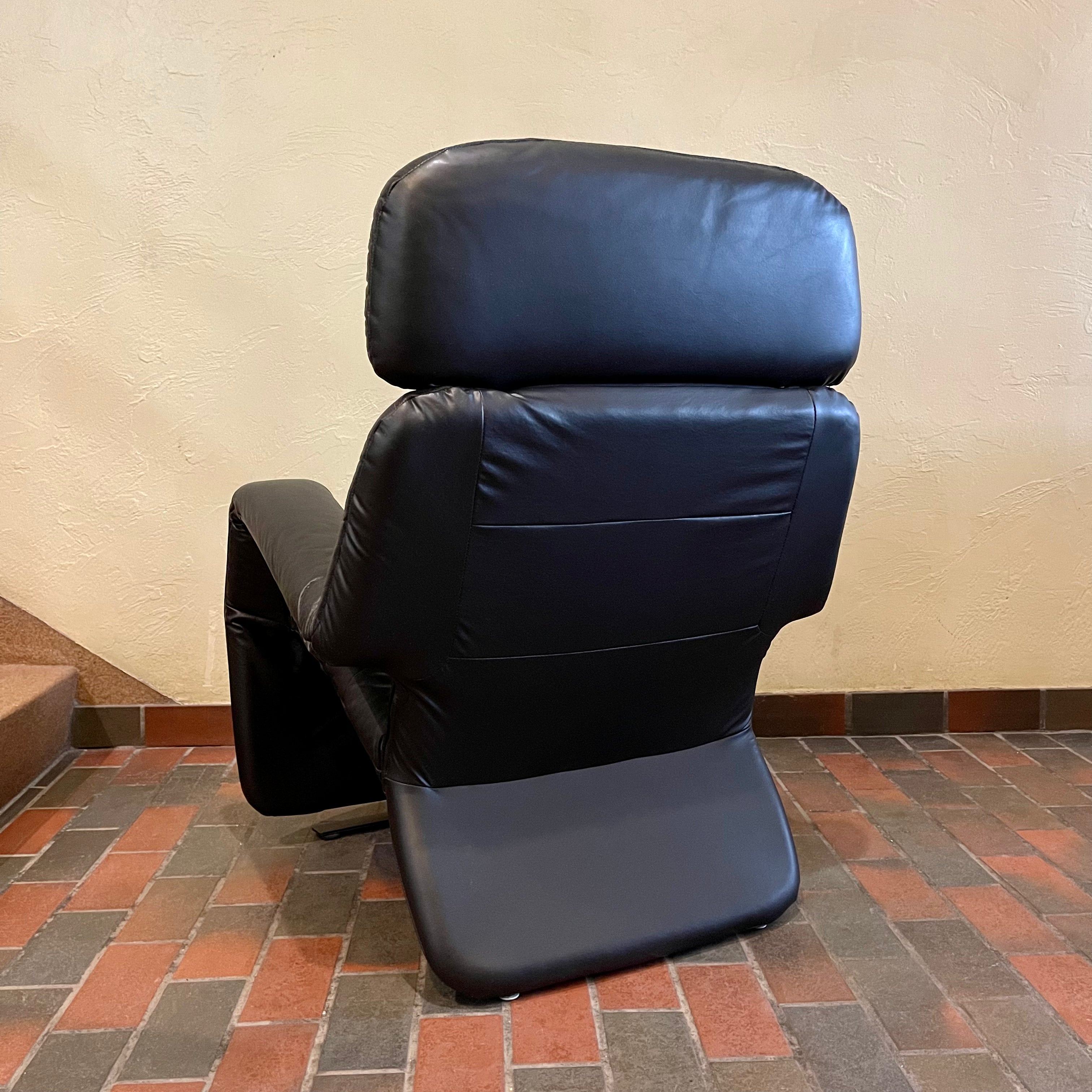 Vintage RS Associates Black Leather Reclining Lounge Chair | Mr. Mansfield Vintage 