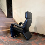 Vintage RS Associates Black Leather Reclining Lounge Chair | Mr. Mansfield Vintage 