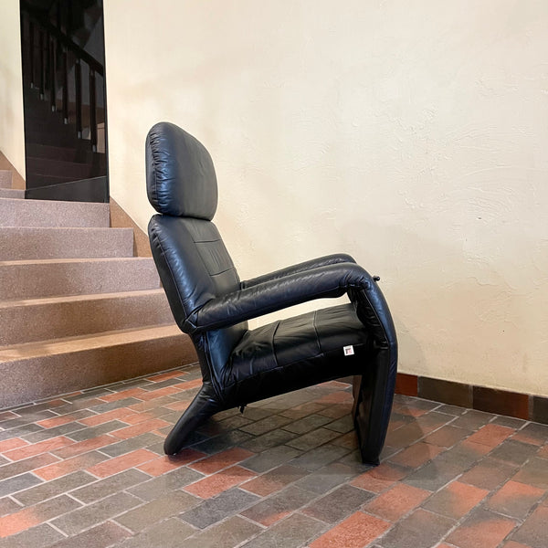 Vintage RS Associates Black Leather Reclining Lounge Chair | Mr. Mansfield Vintage 