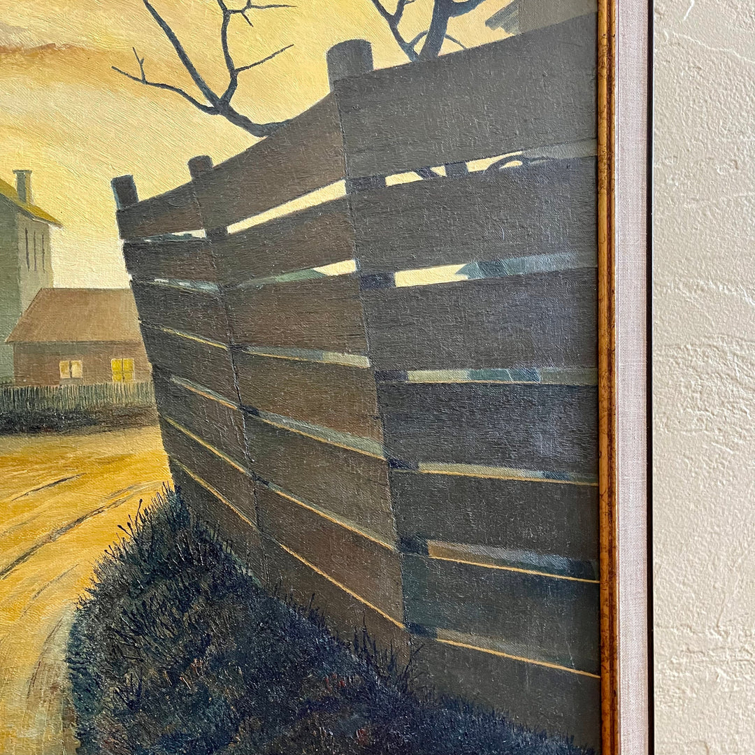 “Peaceful Lane” A Painting Dated 1968 by Del Fabro. "Peaceful Lane" is a captivating painting that beckons the viewer into a world of serenity and tranquility. Even though its called "Peaceful Lane"  Some may find it foreboding.  