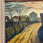 Load image into Gallery viewer, “Peaceful Lane” A Painting Dated 1968 by Del Fabro. &quot;Peaceful Lane&quot; is a captivating painting that beckons the viewer into a world of serenity and tranquility. Even though its called &quot;Peaceful Lane&quot;  Some may find it foreboding.  
