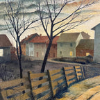“Peaceful Lane” A Painting Dated 1968 by Del Fabro. "Peaceful Lane" is a captivating painting that beckons the viewer into a world of serenity and tranquility. Even though its called "Peaceful Lane"  Some may find it foreboding.  