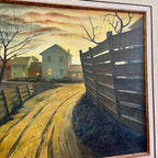 “Peaceful Lane” A Painting Dated 1968 by Del Fabro. "Peaceful Lane" is a captivating painting that beckons the viewer into a world of serenity and tranquility. Even though its called "Peaceful Lane"  Some may find it foreboding.  