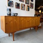 Teak wood grain detail on Danish modern sideboard