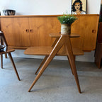 Wood frame detail on vintage Canada Cabinets side table
