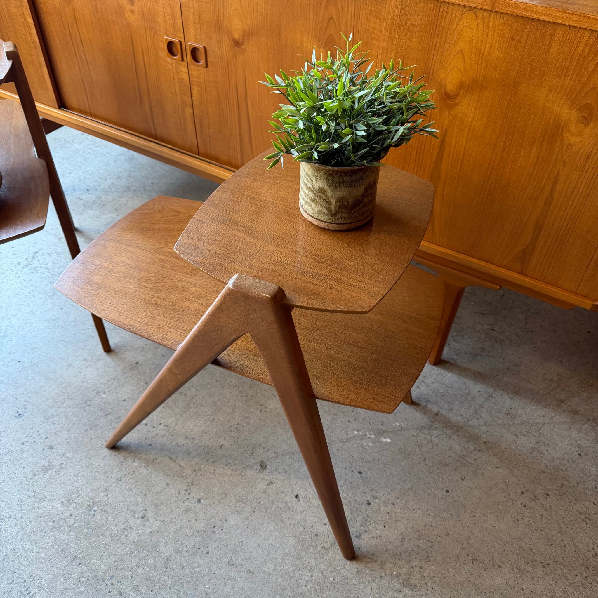 A-frame leg design on Canada Cabinets side table