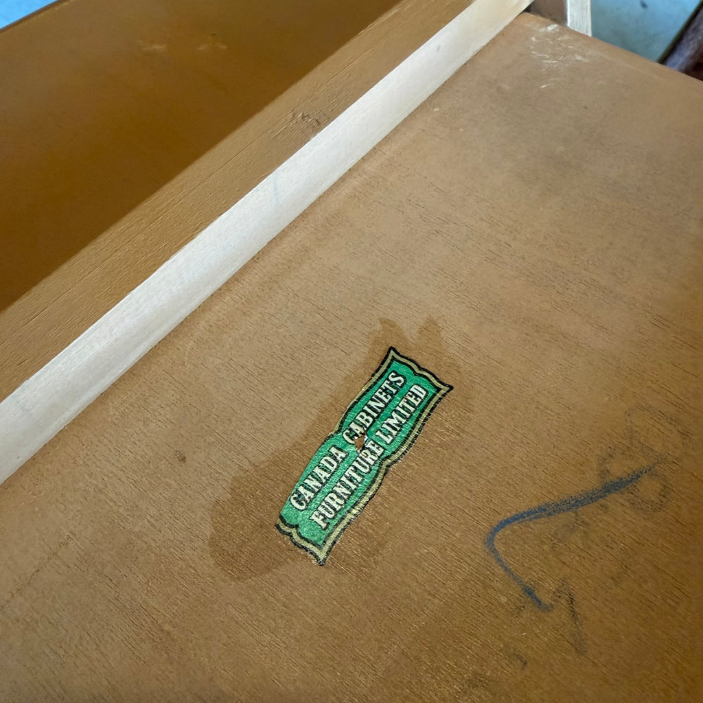 Canada Cabinets Furniture Limited maker mark on vintage side table
