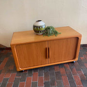 Vintage Teak DYRLUND Tambour Door Entertainment Unit 