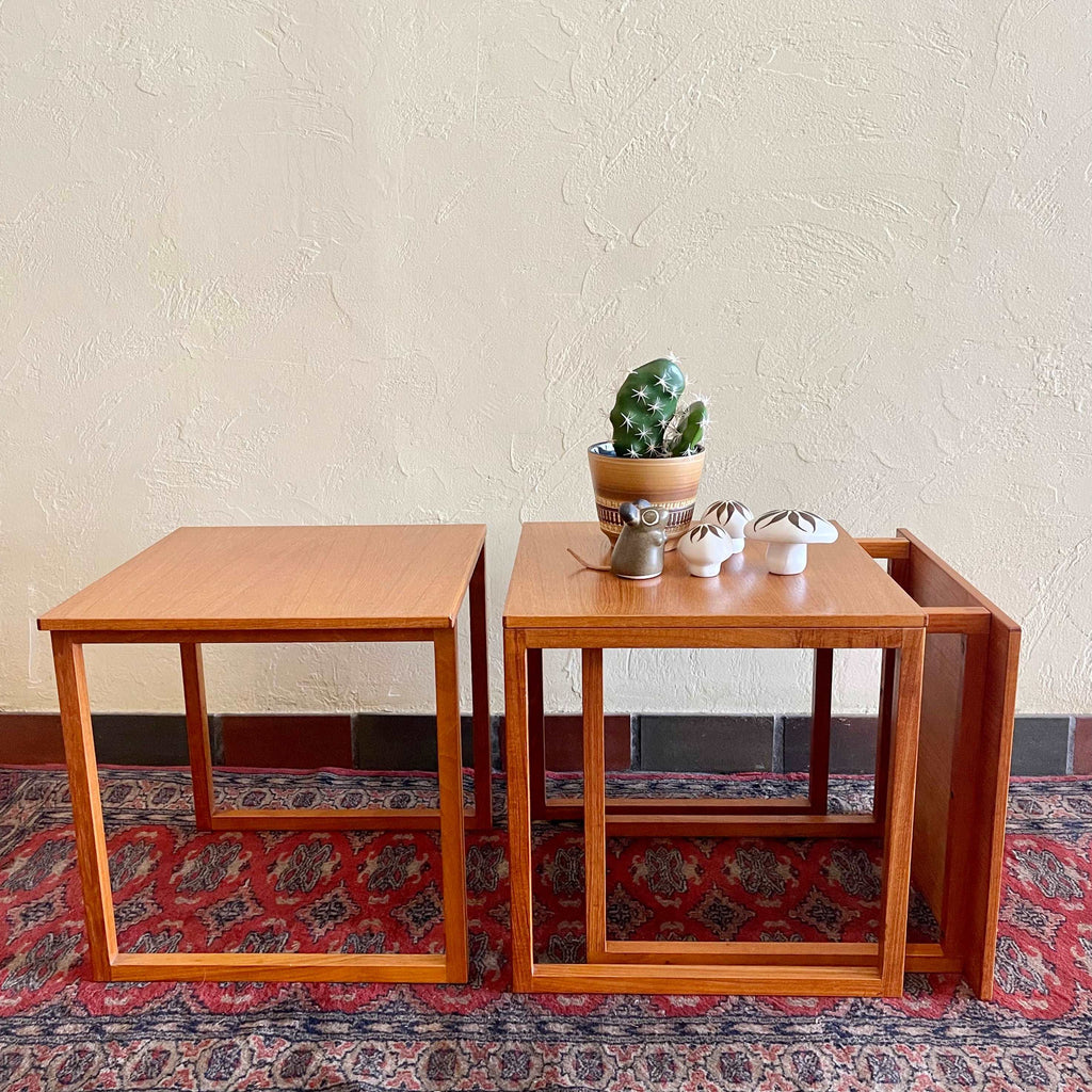 Three Teak Kai Kristiansen Cube Nesting Tables