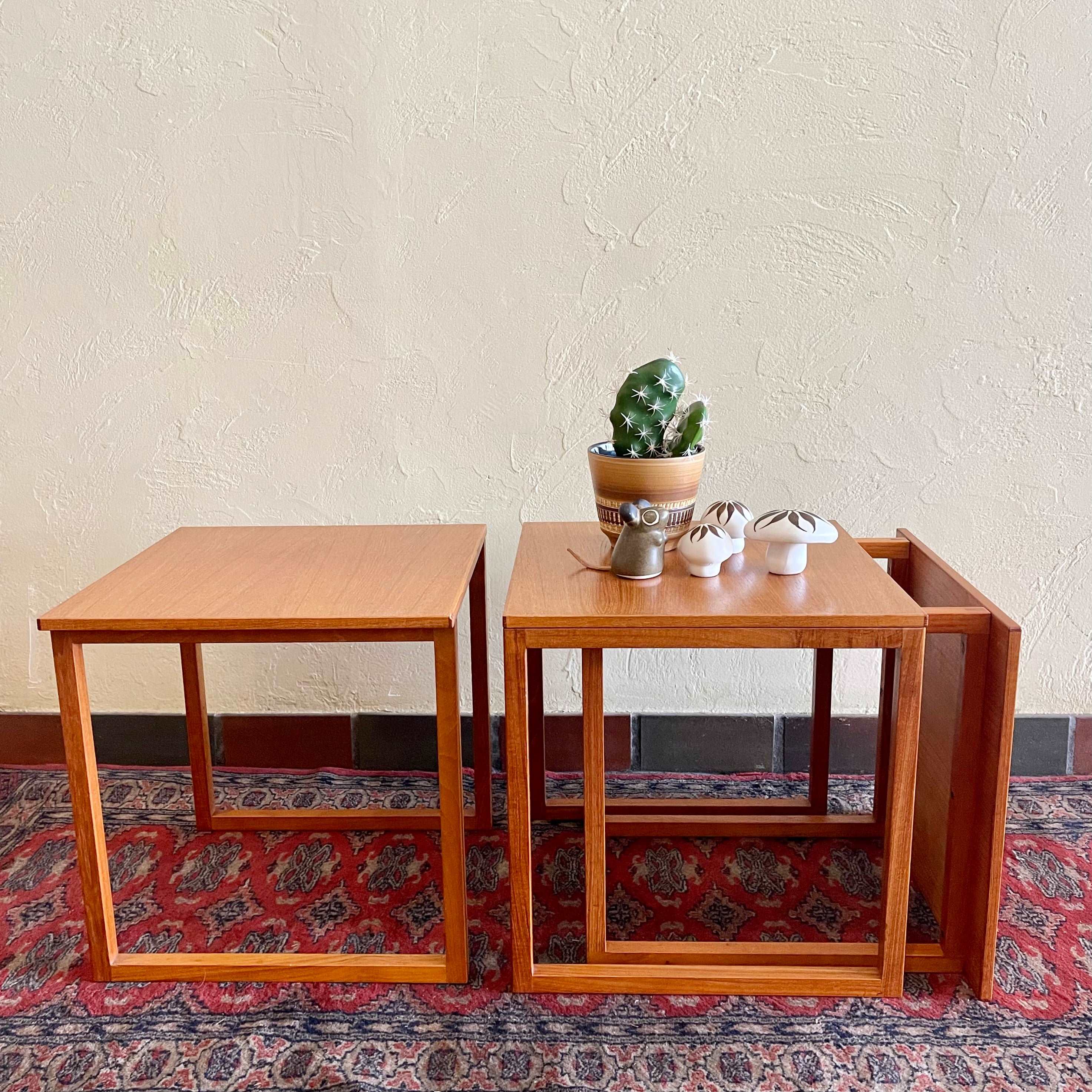 Three Teak Kai Kristiansen Cube Nesting Tables