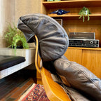 Close-up of leather upholstery on 1970s Kroken lounge chair