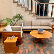 Midcentury Modern Finished Back Teak Frame Sofa 