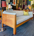 Midcentury Modern Finished Back Teak Frame Sofa 