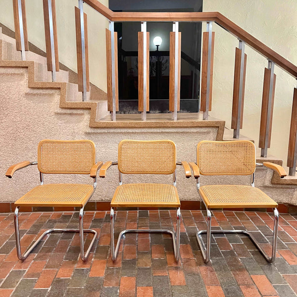 Three Marcel Breuer CESCA Armchairs. Made in Italy 