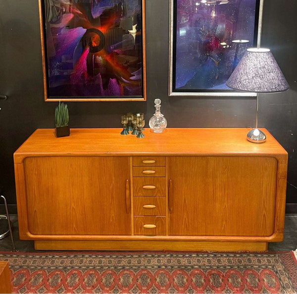 DYRLUND Teak Credenza/Dresser With Sliding Tambour Doors  