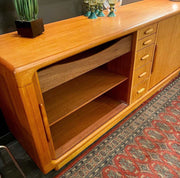 DYRLUND Teak Credenza/Dresser With Sliding Tambour Doors  