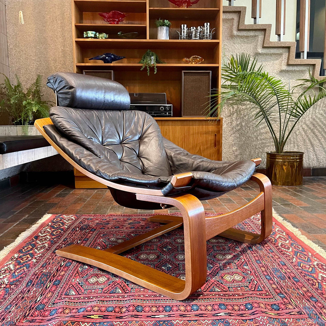 1970s Swedish Leather KROKEN Lounge Chair + Ottoman by Åke Fribytter for Nelo - Mr. Mansfield Vintage
