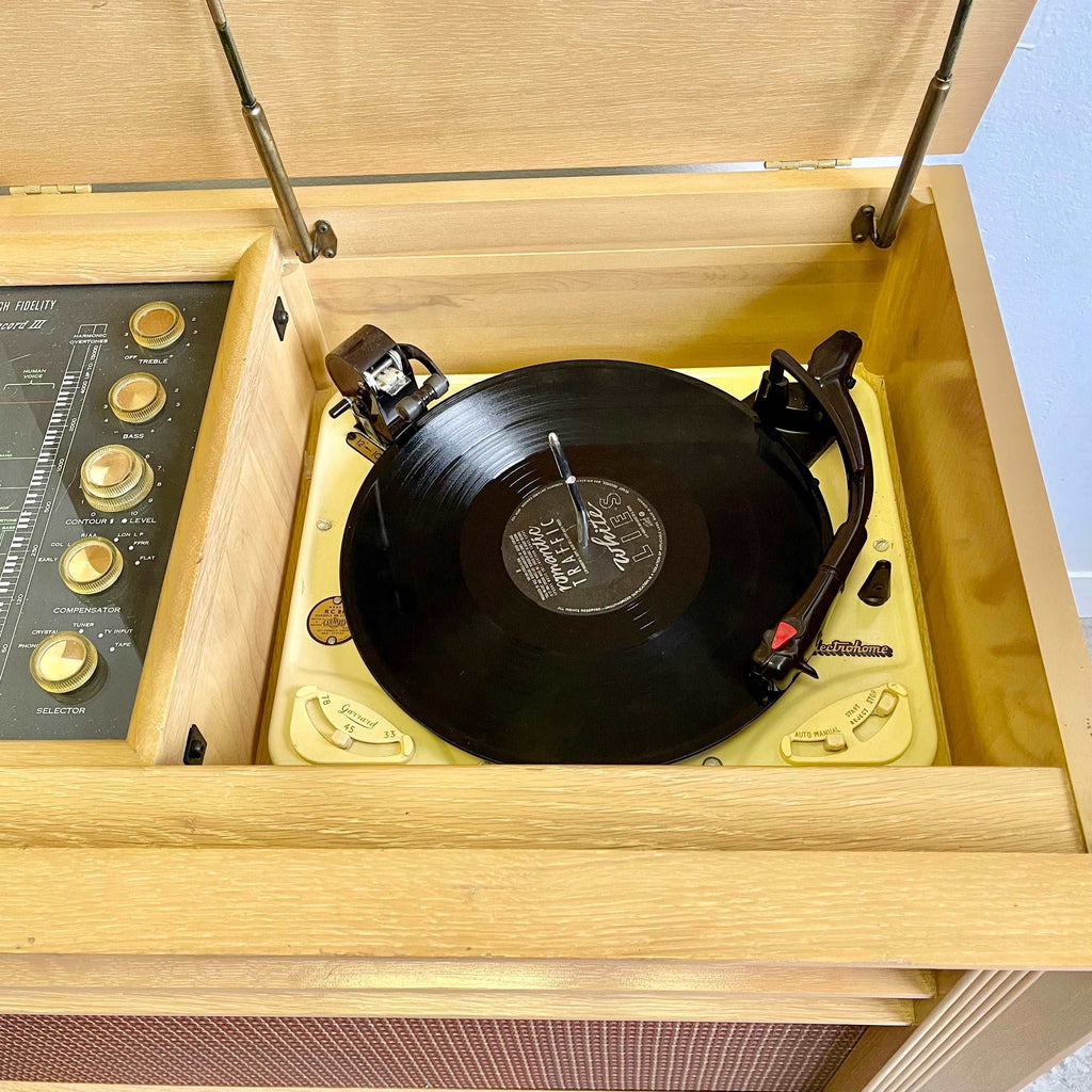 Midcentury Modern Teak Electrohome CONCORD Stereo and Record Holder 