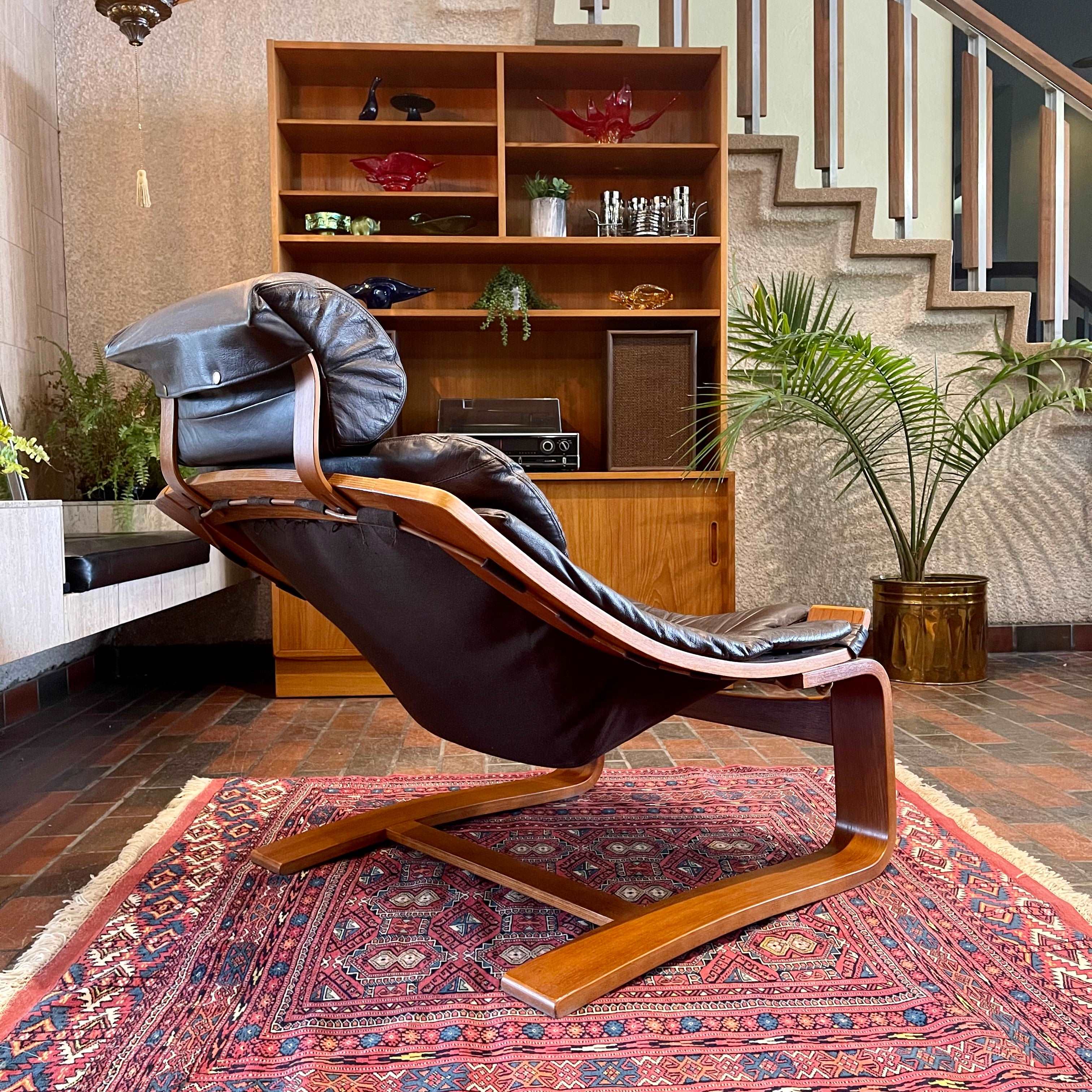 1970s Swedish Leather KROKEN Lounge Chair + Ottoman by Åke Fribytter for Nelo - Mr. Mansfield Vintage