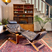 1970s Swedish Leather KROKEN Lounge Chair + Ottoman by Åke Fribytter for Nelo - Mr. Mansfield Vintage