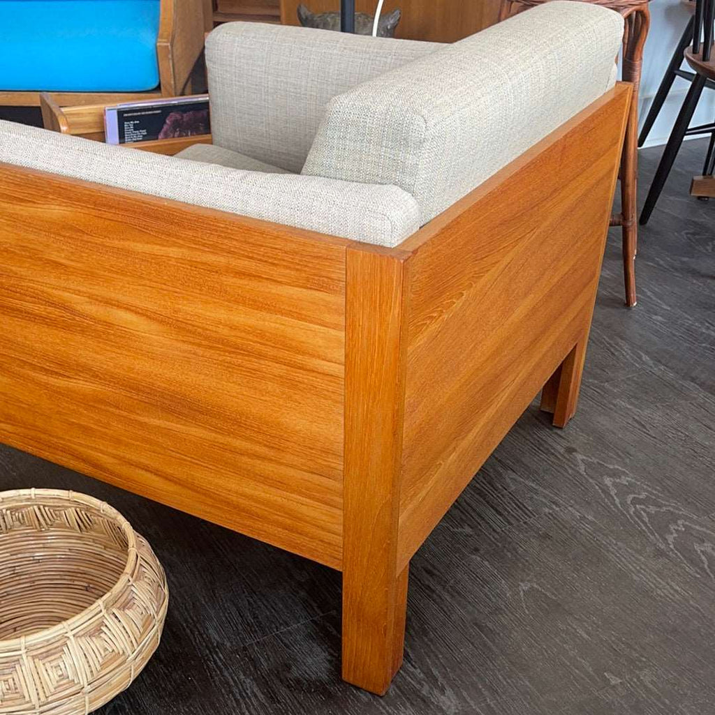 Midcentury Modern Finished Back Teak Frame Chair 