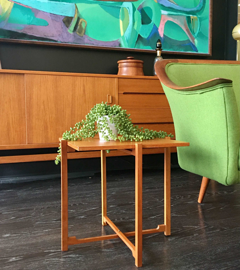 Vintage Folding Teak Side Table Made in Denmark 