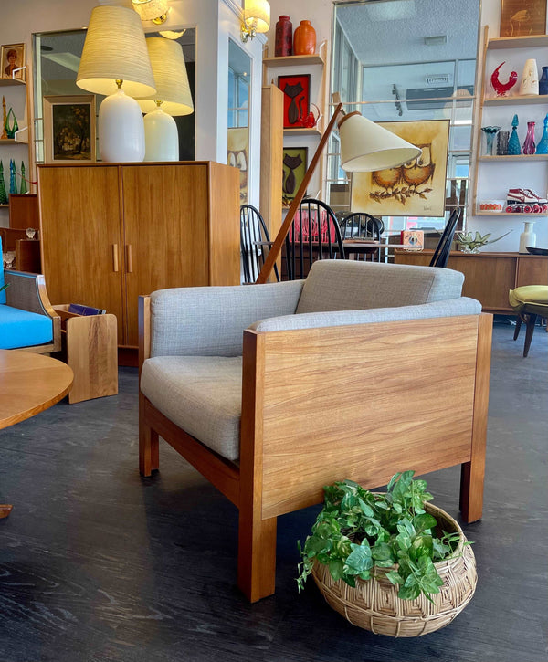 Midcentury Modern Finished Back Teak Frame Chair 